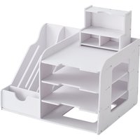 White Desktop Letter Tray Desk Organiser - White