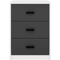 Wooden Bedside Cabinet - White / Black Drawers