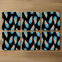 Imprints Boho Feathers Coaster - Blue