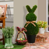 Topiary Bunny Artificial Potted Plant - Green