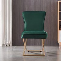 Single Trafalgar LUX Velvet Dining Chair Upholstered for Kitchen Dining Room - Green