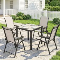 Outsunny 5 Pieces Outdoor Dining Set, Garden Dining Set for 4 - Brown