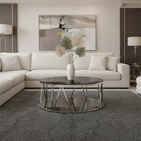 Alvaro Round Chrome Finish Coffee Table - Black