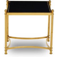 Ackley Gold Side Table with Black Glass - Gold