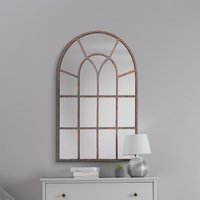 MirrorOutlet The Kirkby Arched Gothic Window Style Mirror - Brown