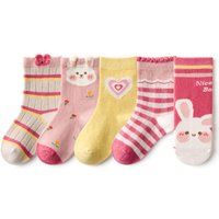 Five Pairs of Cartoon Children's Socks - Pink / L
