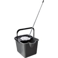 Hard Floor Cleaning 12L Metallic Mop and Bucket Set With Pouring Lip - Metallic