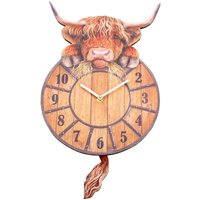 Highland Tickin' Cow Pendulum Wall Clock - H32cm