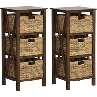 Set of 2 Nightstands - Brown / 80cm