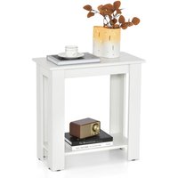 2-Tier End Table Modern Side Table - White