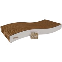 Cat Scratching Wavy Board Corrugated Scratcher Pad Mat Play With Catnip - Brown