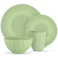 16 Piece Scallop Dinner Set - Green