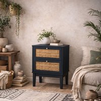 Waterford Berlin Rattan Bedside Table 2 Drawers - Blue