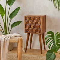 Banyuls Mini Mango Wood 2-Drawer Bedside Table, Oak Finish - Brown