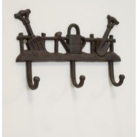 Black Cast Iron Garden Coat Hook - Brown