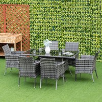 Outsunny Rattan Wicker Furniture Cube Dining Set - Grey