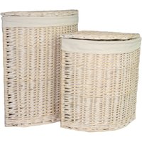 Whitewash Corner Laundry Basket with Off White Lining - Off White / 60cm