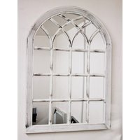 White Rustic Window Style Mirror 71x50cm - Rustic White