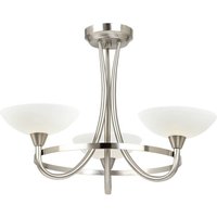 Cagney 3 Light Semi Flush Ceiling Light Satin Chrome, White Painted Glass, G9 - Satin Chrome