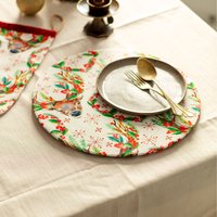 Destina Home, Christmas Themed Charger Plate Covers, Set of 4 - White Destina Home, Christmas Themed Charger Plate Covers, Set of 4 - White