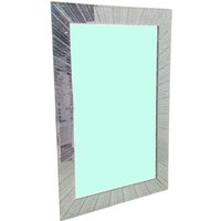 Large Silver Glitter Sunlight Lines Wall Mirror Frame - Silver