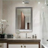 Baroque Style Wooden Frame Ornate Wall Mounted Mirror Silver - Silver