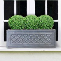 Faux Lead Narrow Trough - Grey Window Box Light Concrete Planter - Leaden Grey / 29l