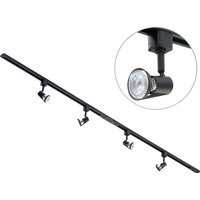 2m Track Light Kit with Harlem Spotlight Heads and LED Bulbs - Black / 4