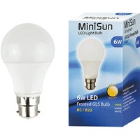 6 Pack B22 White Thermal Plastic GLS LED 6W Warm White 3000K 500lm Light Bulb - White