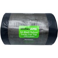 Pack of 50 Refuse Sacks Flat Top 100L - Black