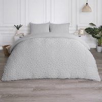 Geo Seersucker Duvet Set - Grey / Double