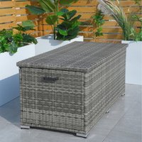 Waterproof Outdoor Rattan Storage Box with Aluminium Frame - Grey