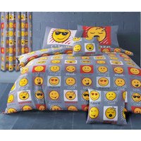 Emoji Emoticons Fun Grey Duvet Cover and Pillowcase Set - Grey