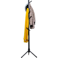 Wooden Adjustable Coat Stand With 8 Hooks - Black