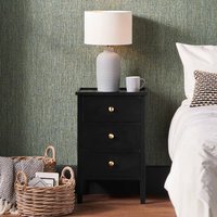 Wood 3 Drawer Bedside Unit - Black
