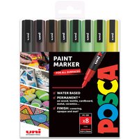 Wallet of 8 POSCA PC-3M Paint Marker Art Pen Bullet Nib - Earth / Earth