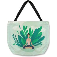 Woman Meditating Designer Tote bag - Green