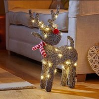 Rattan Reindeer Decoration - Grey