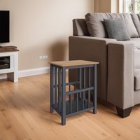 FWStyle Solid Painted Oak Magazine Table Ready Assembled - Graphite Blue