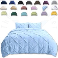 Pintuck Bedding Duvet Cover Set with Matching Pillowcases - Duck Egg / Double