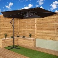 3m Cantilever Parasol in Black with Crank Handle - Black
