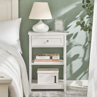 SoBuy White Beside Table with 1 Drawer 2 Shelves - White