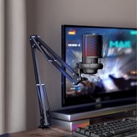 Condenser Microphone with Adjustable Boom Arm - Black