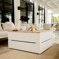 Cosipure 100cm Teak Square Fire Pit - White