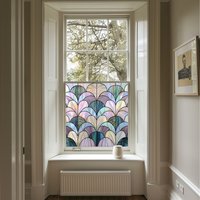 Alghero Art Deco Stained Glass Privacy Window Film - Blue / 60cm