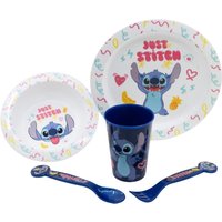 Stitch Palms 5PC Breakfast Set Microwave Safe - Blue