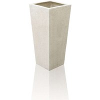 Black Poly Terrazzo Stone Tall Flared Square Planter - White