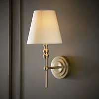 Maggie Candlestick Wall Light with Linen Shade - Brushed Chrome / No / 1