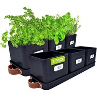 Set of 3 Window Herb Pot Planters IndoorOutdoor 2 Pack - Black