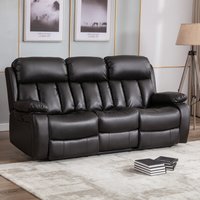 Chester Electric High Back Luxury Leather Recliner 3 Seater Sofa - Brown